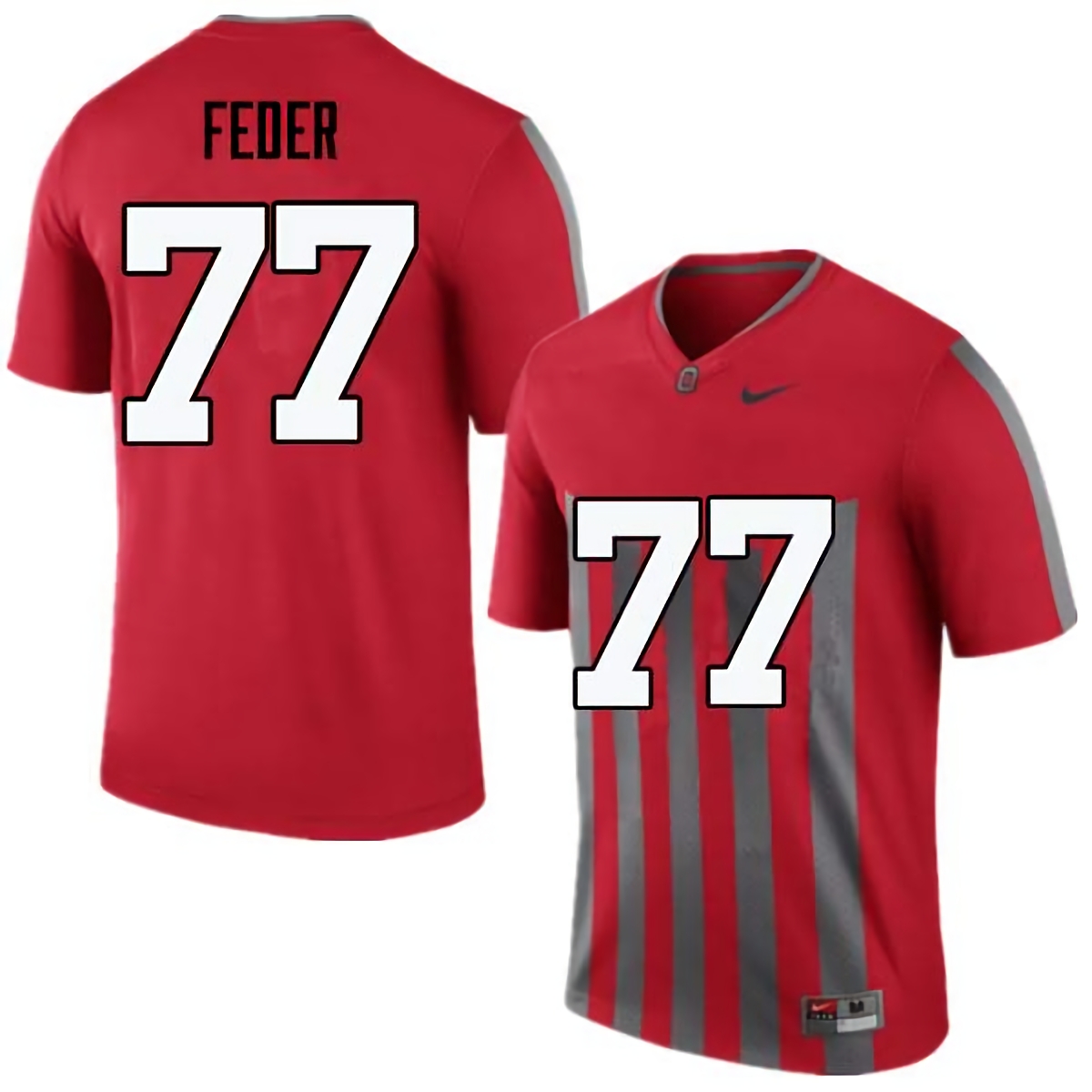 Kevin Feder Ohio State Buckeyes Men's NCAA #77 Nike Throwback Red College Stitched Football Jersey FLW2756OY